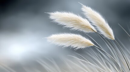 A bunch of white grass blowing in the wind