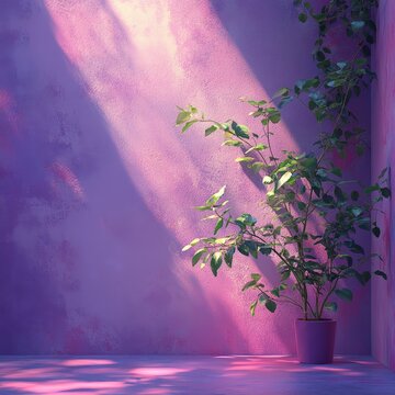 A purple studio backdrop with tree shadows, offering a vibrant and artistic setting for product presentations or creative photography.
