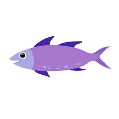 Cartoon cute fish. Seafood, water animals wildlife. Vector isolated on white background