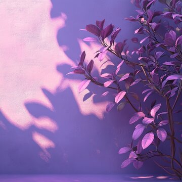 A purple studio backdrop with tree shadows, offering a vibrant and artistic setting for product presentations or creative photography.