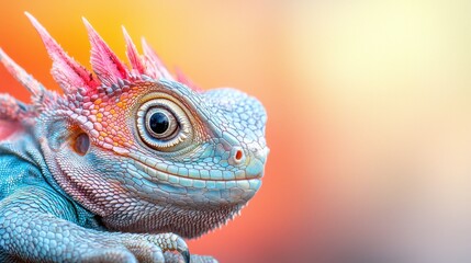 Fototapeta premium A close up of a colorful lizard with a red and blue head