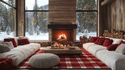 Cozy Cabin Retreat: Winter Wonderland Fireplace 