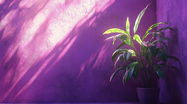 A purple studio backdrop with tree shadows, offering a vibrant and artistic setting for product presentations or creative photography.