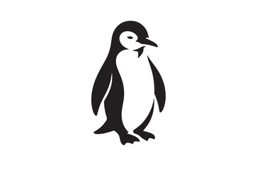 penguin icon silhouette illustration with white background.