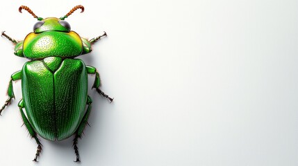 Naklejka premium A green beetle on a white background