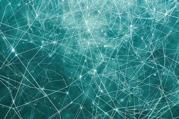 Abstract geometric pattern with thin lines on blue green background.