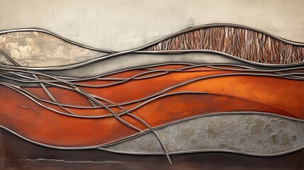 Obraz premium Abstract Landscape Art with Layered Forms and Textural Details