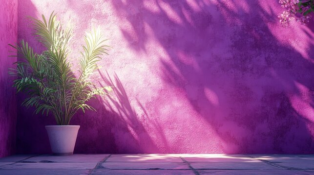 A purple studio backdrop with tree shadows, offering a vibrant and artistic setting for product presentations or creative photography.