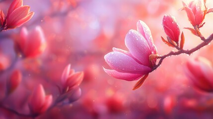 Fototapeta premium A close up of a pink flower with water droplets on it