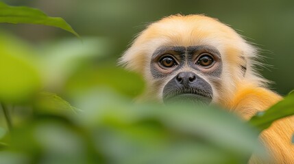 Fototapeta premium A close up of a monkey looking at the camera