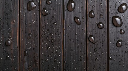 Fototapeta premium A close up of water droplets on a wooden surface