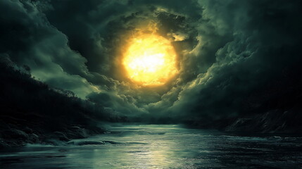 A giant glowing dome of light piercing the cloudy _005