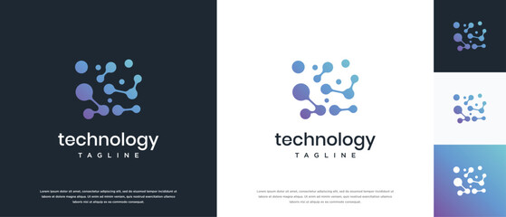 Molecule technology logo design. Technology molecule connection logo template