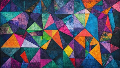 Fototapeta premium Abstract background with colorful triangles and geometric shapes. Modern illustration of a polygonal wallpaper design for a banner, poster, or packaging. 