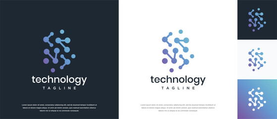 Fototapeta premium Molecule technology logo design. Technology molecule connection logo template