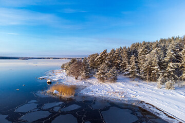 Winter shore of the bay.