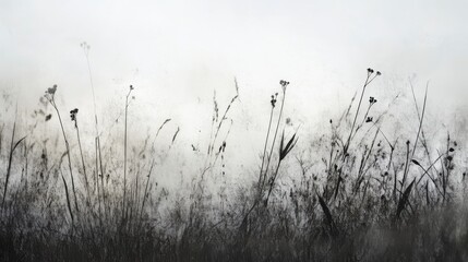 Obraz premium Monochrome Meadow Impression: A Tranquil Field Landscape