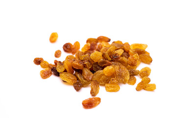 Appetizing raisins on a white background, natural and healthy sweets