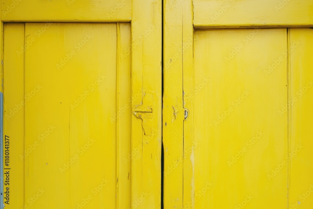 Poster a close-up shot of a yellow door with a handle, ideal for use in interior design, architecture or re