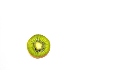 Kiwi in a close-up cut on a white background, vegetarian food