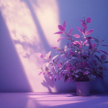 A purple studio backdrop with tree shadows, offering a vibrant and artistic setting for product presentations or creative photography.