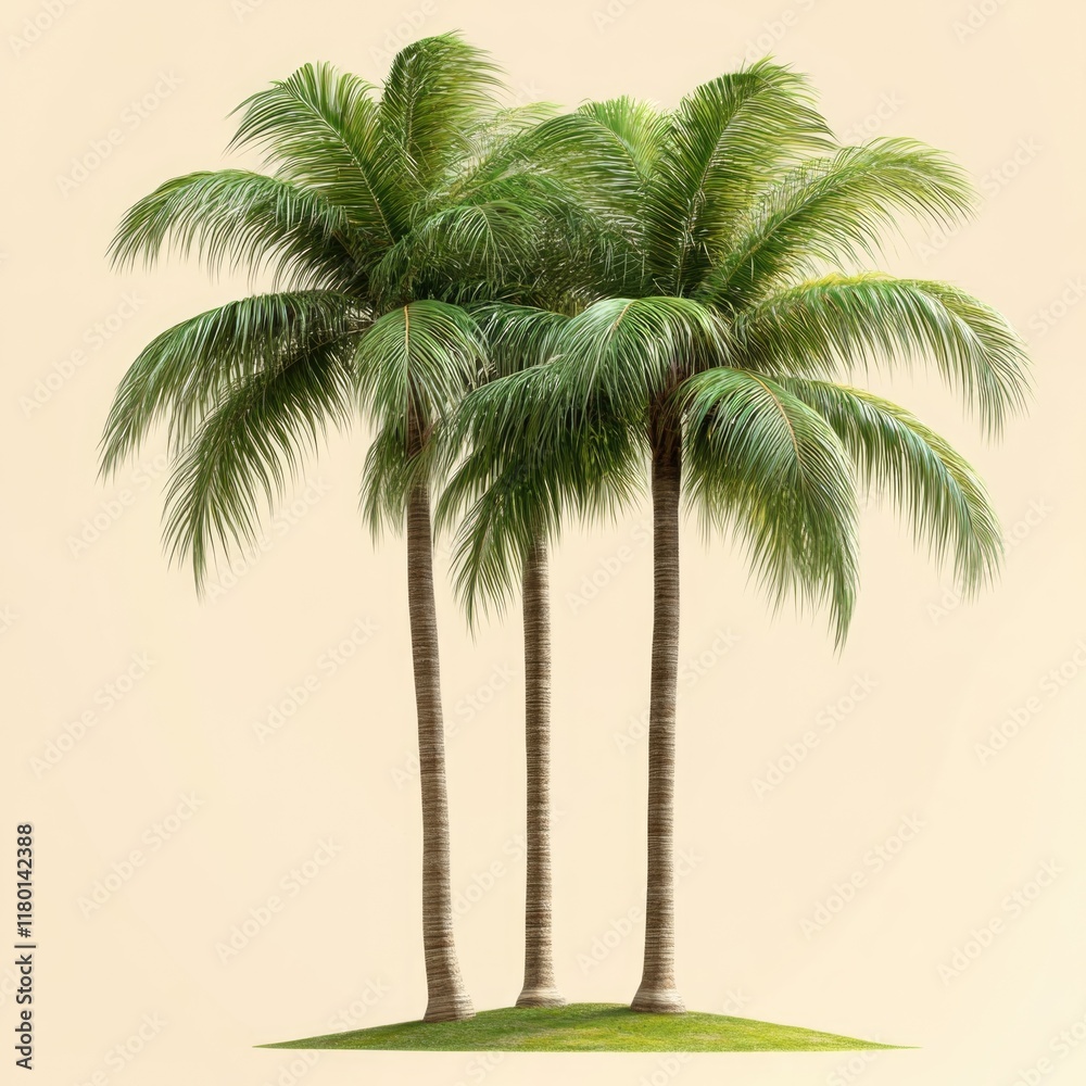 Poster palm trees on a small island with grass