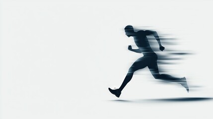 Obraz premium A man runs on a white and blue background in a blurry image, mirrored by another man running on the same background in a separate, equally blurry image