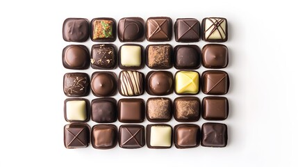 Fototapeta premium Assortment of delicious chocolate squares arranged neatly.