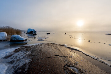 Low winter sun over the Gulf of Finland.