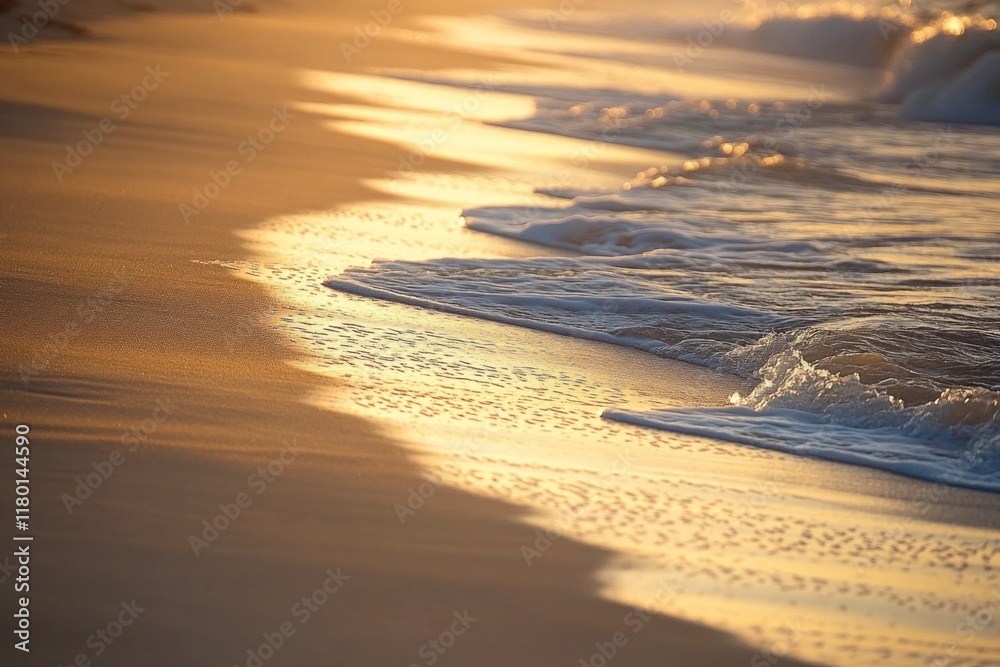 Poster close-up view of a wave crashing on the beach