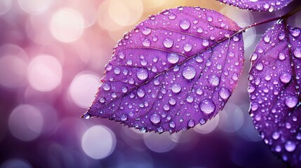 A purple leaf with water droplets on it