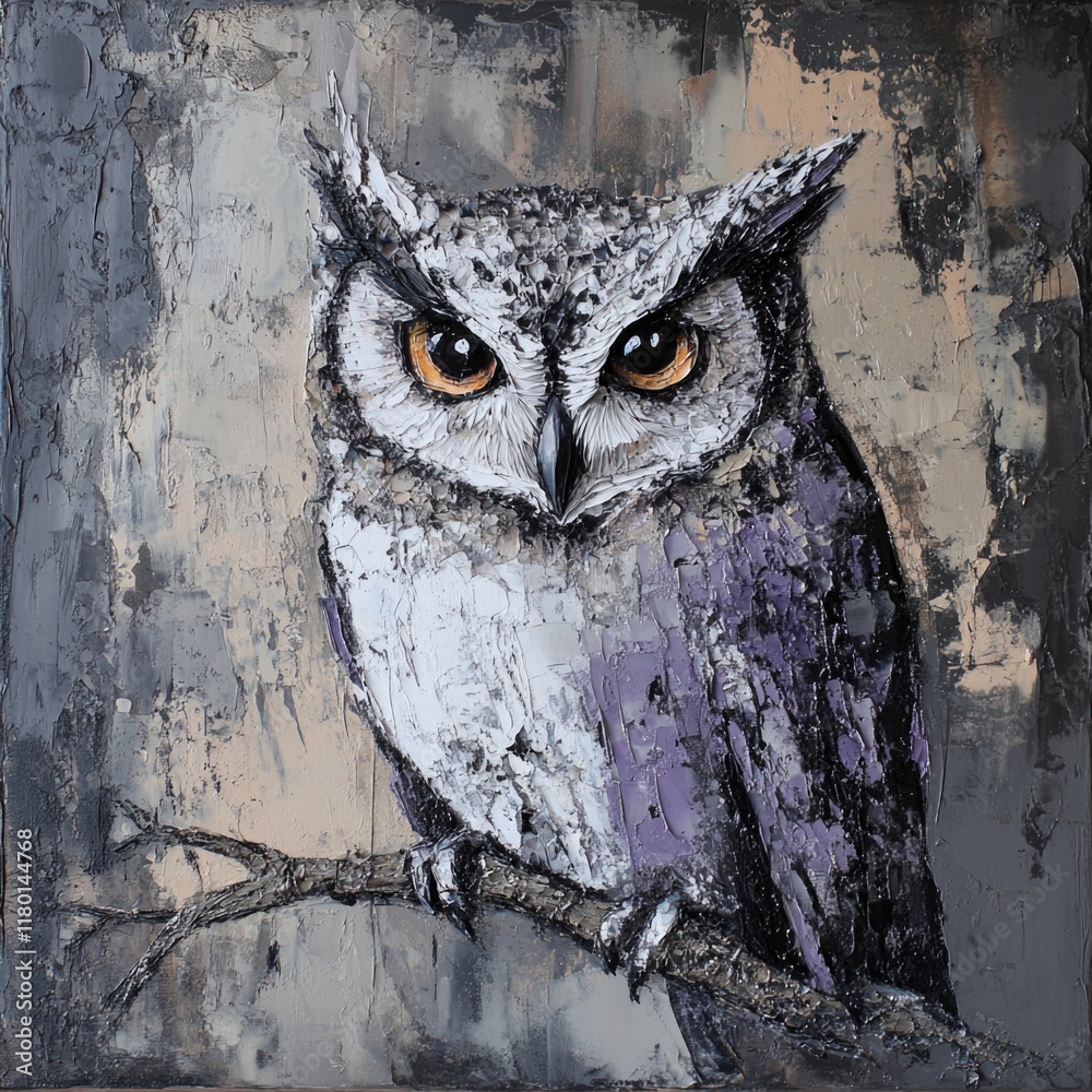 Poster a wise-looking owl sits on a branch, looking out into the distance