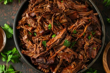  Delicious shredded beef. Image illustrated food for advertisement