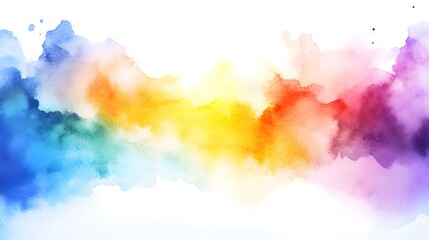 Abstract Watercolor Rainbow Color Wash Painting