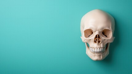 Fototapeta premium A human skull on a blue background