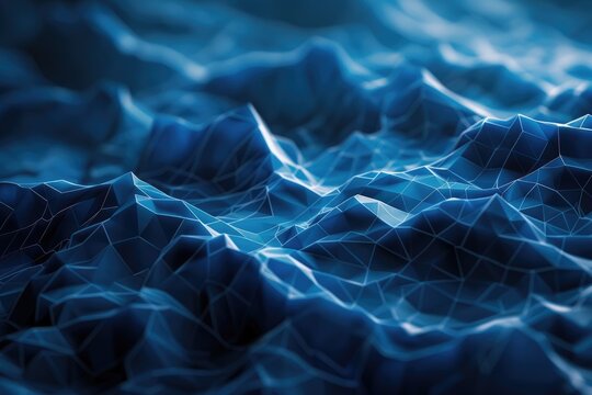 Abstract wave shape on low polygonal background for cyberspace design.