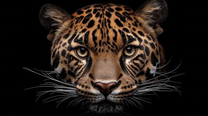 Obraz premium A close up of a jaguar's face on a black background