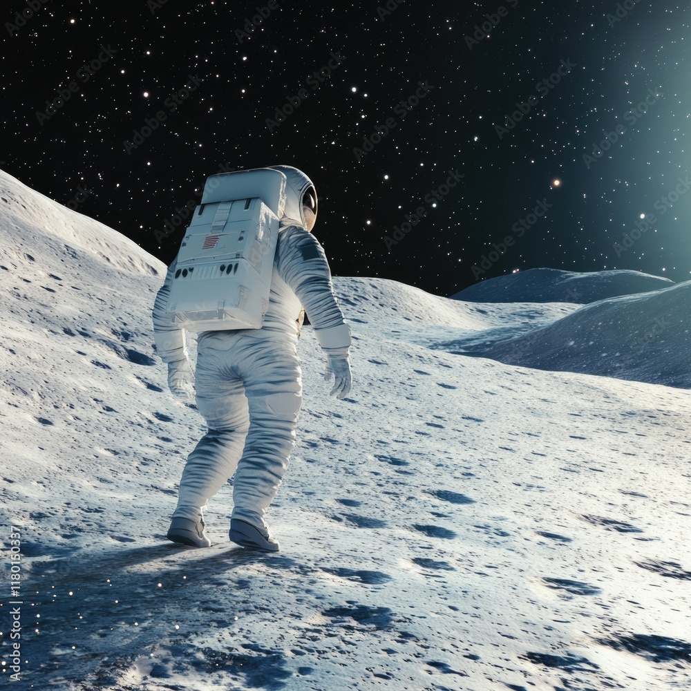 Canvas Prints astronaut walks on moon surface