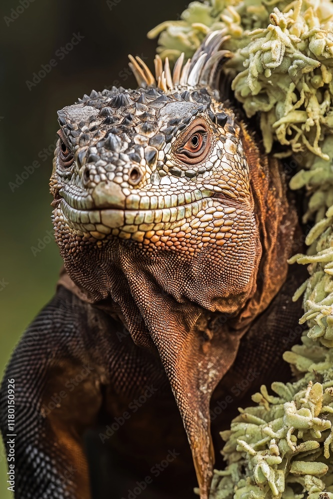 Aufkleber a close-up shot of a lizard sitting on a tree branch