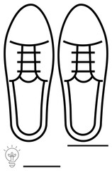 Flat outline of lace-up dress shoes, minimalist style. Ideal for fashion, design, footwear branding, creative inspiration, innovation, elegance, simple abstract line flat metaphor