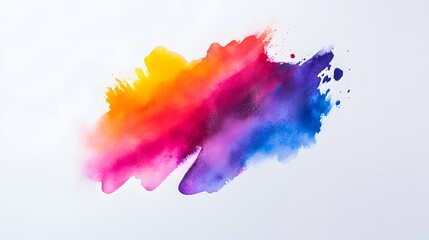 Abstract Watercolor Rainbow Color Splashes On White
