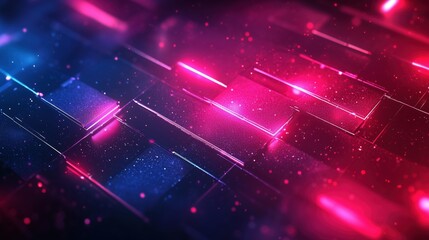 Fototapeta premium Intense abstract dark background with vibrant neon light streaks and glowing particles