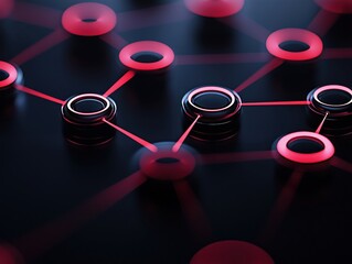 Dark futuristic knowledge graph: interconnected nodes visualizing identities, applications and data on a decentralized web