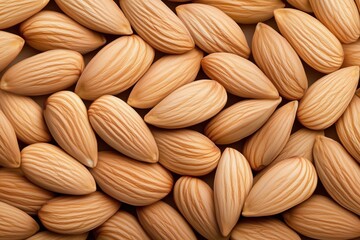 Close-up of almond texture: detailed macro photography of raw almond surface for background use