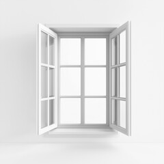 Obraz premium Modern and minimal house window for interior decoration, transparent background, open office glass window frame