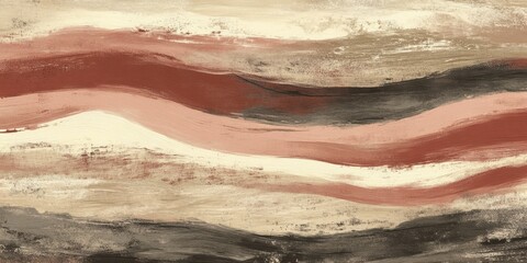 Obraz premium Abstract Wavy Landscape Painting in Earthy Tones