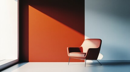Modern Red Chair in Minimalist Room - Calm Interior Design