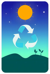 Obraz premium Renewable energy concept, recycling symbol, clean energy and sustainable development isolated on white background, illustration, mindfulness theme