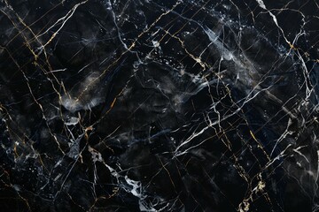 Photo of Deep black marble pattern with white veins. Background texture for backdrops or mapping