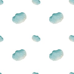 Watercolor shell pattern for textile and packaging design with seamless repeat